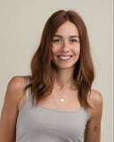 women wearing an auburn virgin hair topper