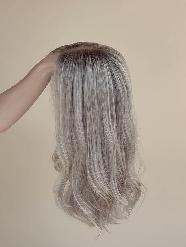 Luna 18″  Blonde Human Hair Wig (Holding Video)