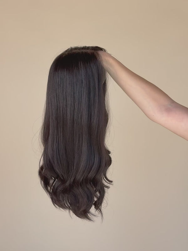 Onyx 20″  Black Human Hair Wig (Holding Video)