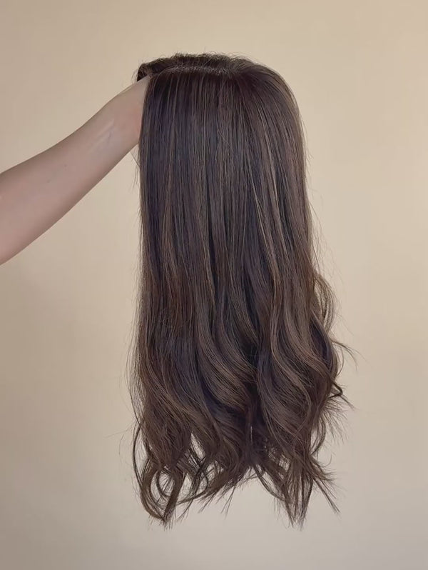 Chantal 16″  Brunette Human Hair Wig (Holding Video)